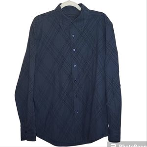 Level Ten Textured Blue Button Front Shirt Size XL